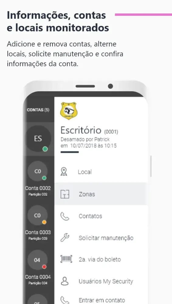 Consulta de informações e locais monitorados