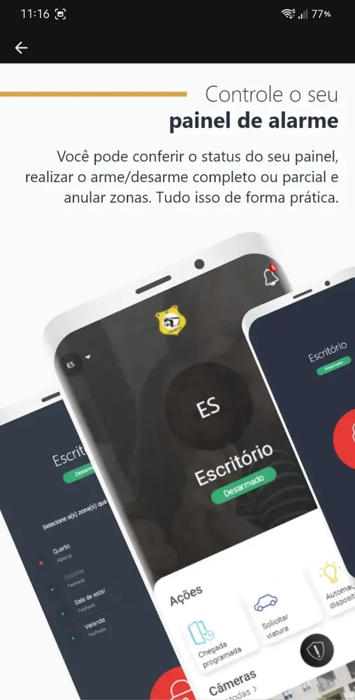 Controle do painel de alarme pelo aplicativo