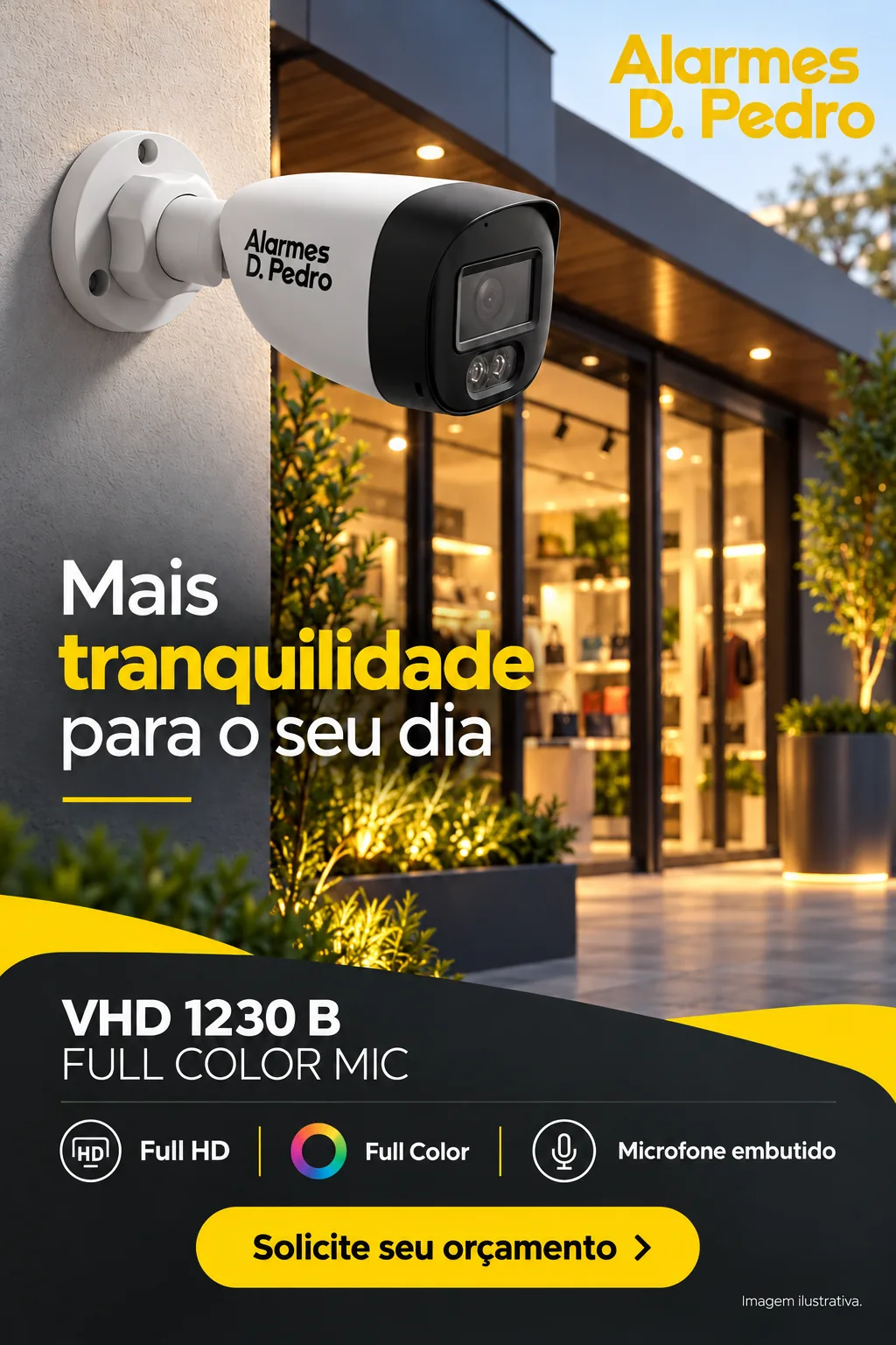 Câmera Alarmes D. Pedro VHD 1230 B Full Color Mic